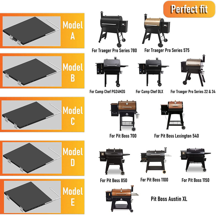 Side Table Shelf for Traeger 780, 575, 22 and 34 Series BBQ Pellet Smoker Grills