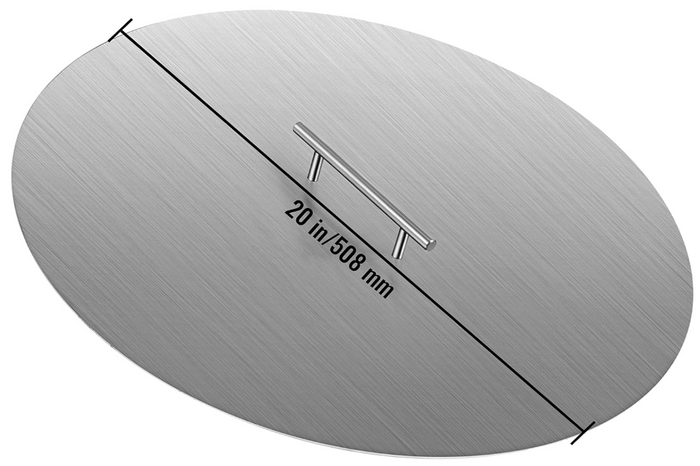 Stainless Steel 20 Inch Dia Round Drop-in Patio Fire Pit Burner Pan Ring Lid Cover