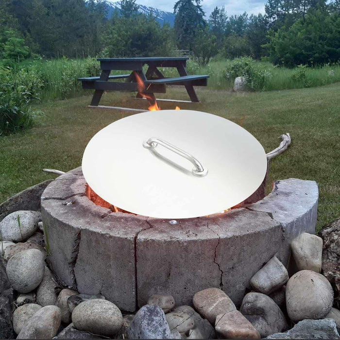 Stainless Steel 22 Inch Dia Round Drop-in Patio Fire Pit Burner Pan Ring Lid Cover