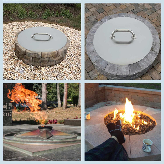 Stainless Steel 22 Inch Dia Round Drop-in Patio Fire Pit Burner Pan Ring Lid Cover