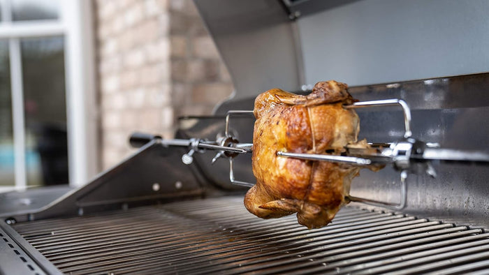 Stainless Steel 33.5-in Rotisserie Kit For Monument Grills 4 Burner Grill Models