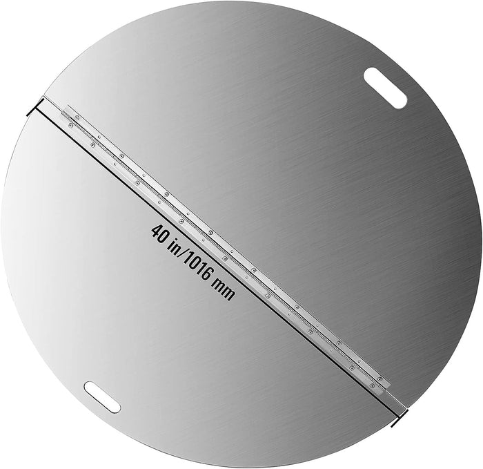 Stainless Steel 40 Inch Dia Round Patio Foldable Fire Pit Burner Pan Ring Lid Snuff Spark Screen Cover