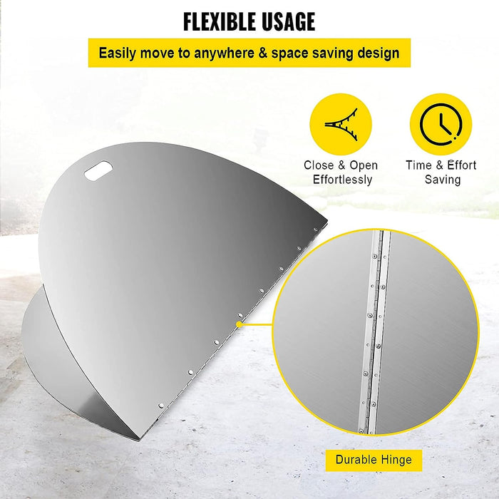 Stainless Steel 40 Inch Dia Round Patio Foldable Fire Pit Burner Pan Ring Lid Snuff Spark Screen Cover