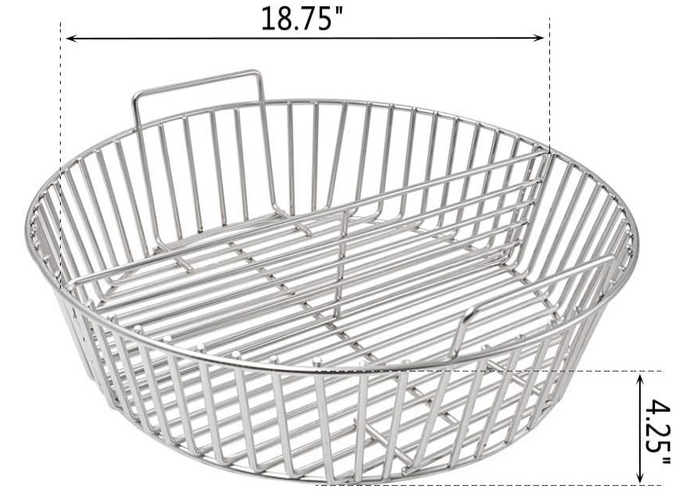 Stainless Steel Charcoal Ash Basket Fits for X-Large Big Green Egg Ceramic Grills (XL)
