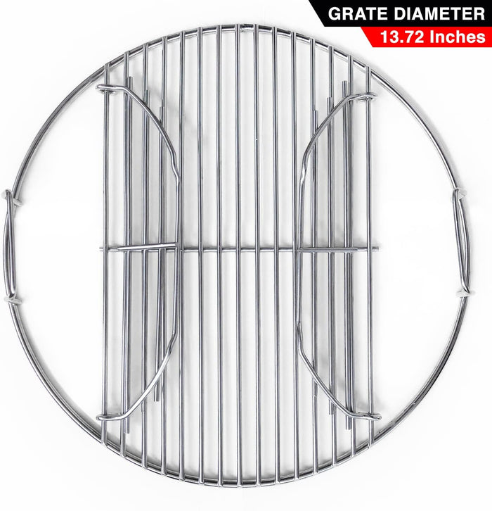 Stainless Steel Cooking Grate for Weber 14" Smokey Joe Charcoal Grills, With Handles and Hinges