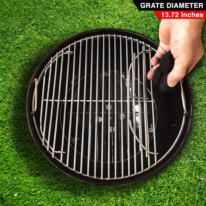 Stainless Steel Cooking Grate for Weber 14" Smokey Joe Charcoal Grills, With Handles and Hinges