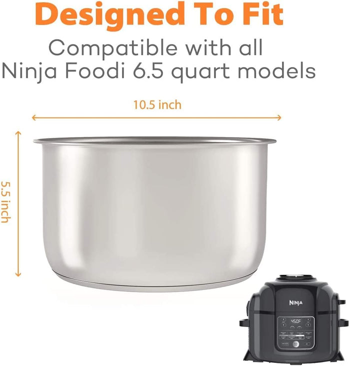 Stainless Steel Inner Pot Compatible with Ninja Foodi 6.5 Quart Accessories Replacement Insert Liner