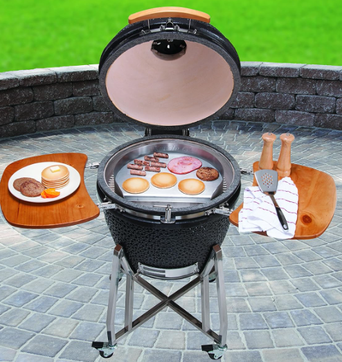 Stainless Steel Outdoor BBQ Griddle, 17 x 14, For Charcoal Kettle and Kamado Grills