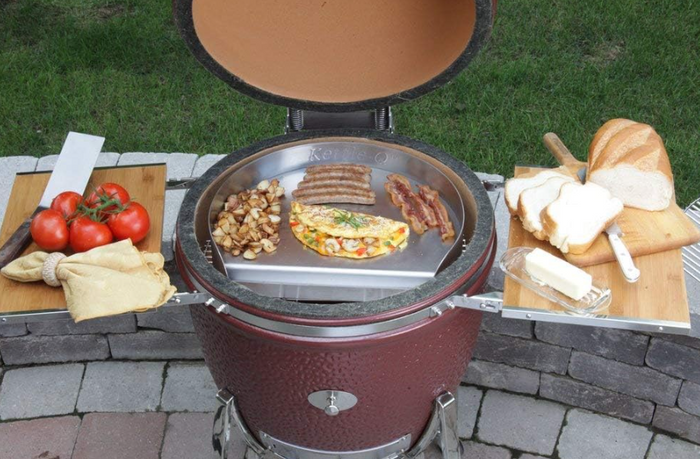 Stainless Steel Outdoor BBQ Griddle, 17 x 14, For Charcoal Kettle and Kamado Grills
