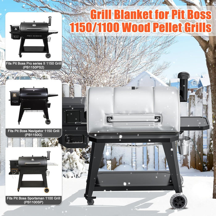 Thermal Insulated Blanket Winter Cover fits Pit Boss Navigator, Pro Series PB1150, Sportman 1100 and Pro Series 1600 Series Pellet Smoker BBQ Grills