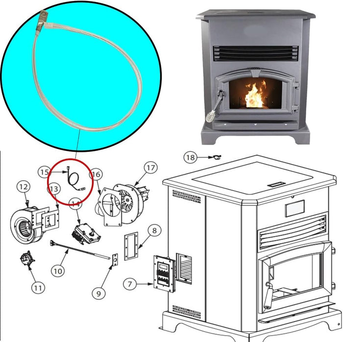 Thermistor Temp Sensor 80480 for US Stove/USSC American Harvest Ashley King 5500M Pellet Stoves