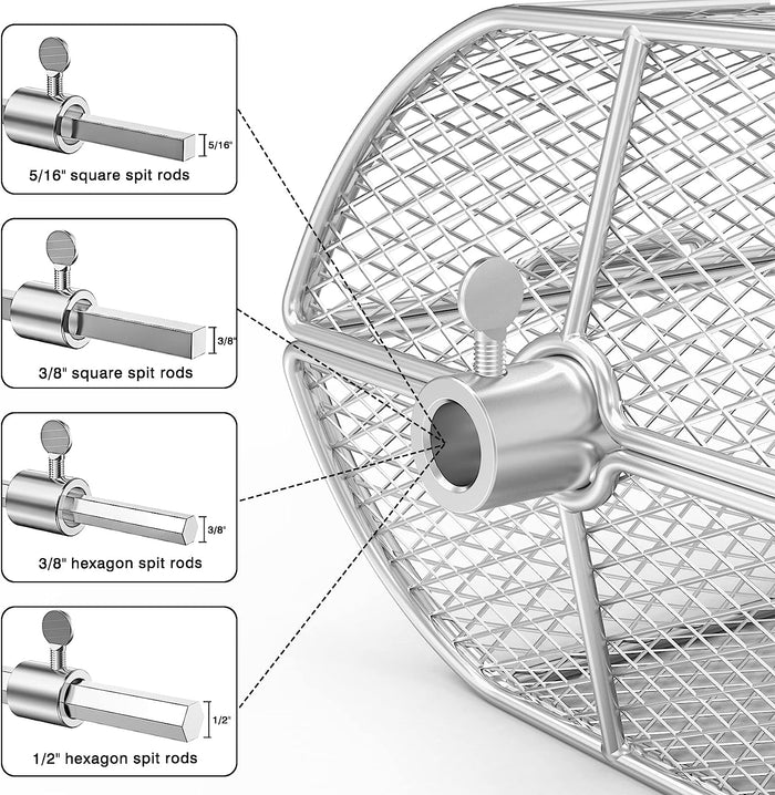 Universal Stainless Steel 15''L Rotisserie Grill French Fries Basket Fits for Any Gas and Kettle Grills