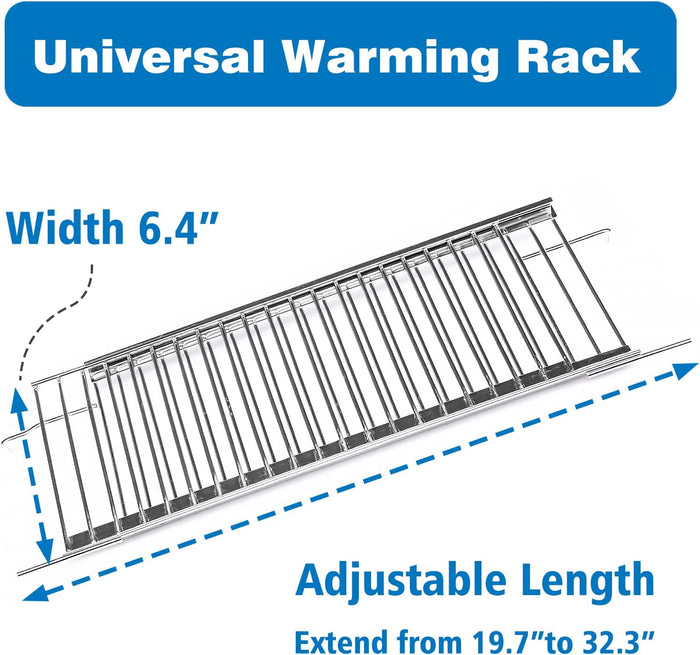 Universal Warming Rack for most Nexgrill 3-6 Burners BBQ Gas Grills, Adjust 19.7 - 32.3'' x 6.4'', Grill Rack Parts