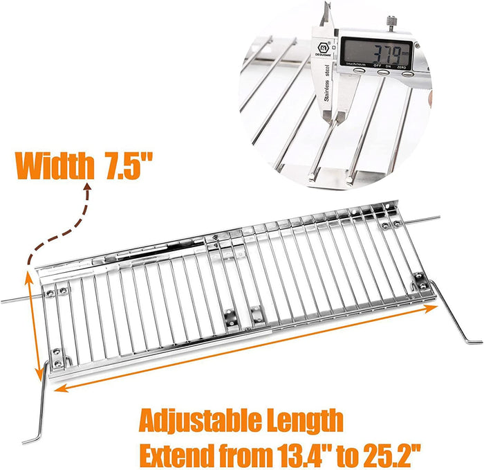 Warming Rack for Char-broil 2-4 Burner Grills, 13.4'' - 25.2'' Length x 7.5'' Width
