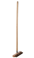 Wood Handle Oven Brush, Aluminum-Threaded Tip, 40-Inch Handle With Scraper for Wood Fire Pizza Oven