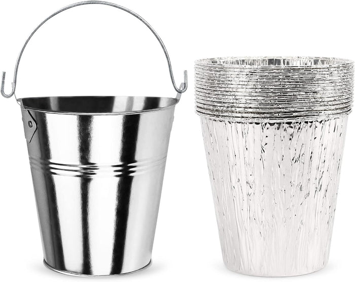 Wood Pellet Grill Rec Tec Drip Grease Bucket and 15 Pack Disposable Foil Liners Kit