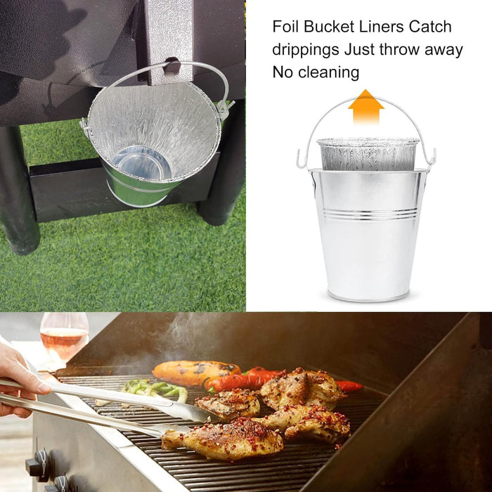 Wood Pellet Grill Traeger Drip Grease Bucket and 15 Pack Disposable Foil Liners Kit